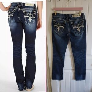 Women's Buckle Rock Revival Dark Wash Denim Jeans Saralyn Easy Skinny 29